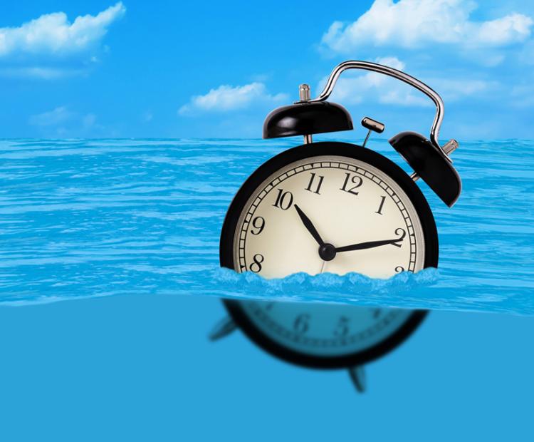 Clock floating on water